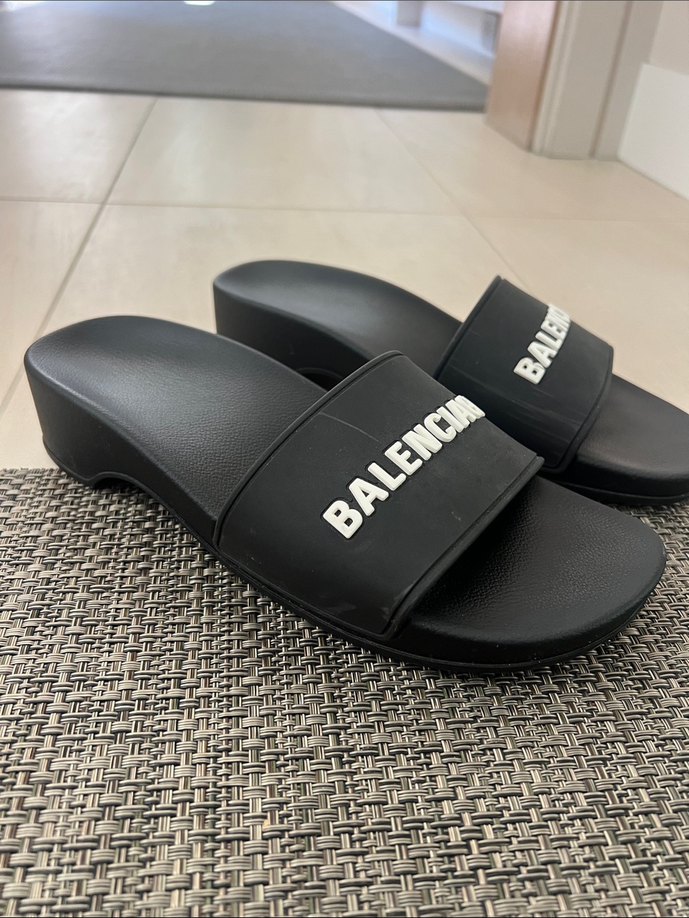 Balenciaga Black Logo Slides